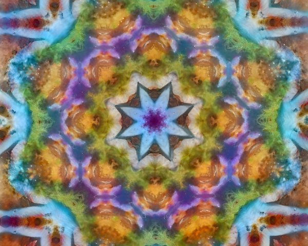 Vibrant Kaleidoscopic Pattern with Multicolored Shapes