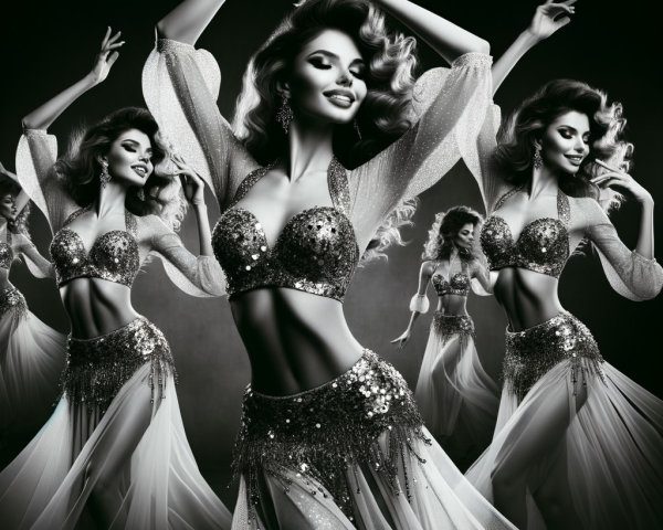 Black and White Image of a Glamorous Dancer