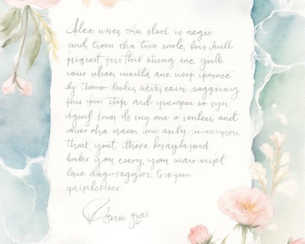 Watercolor Floral Illustration with Handwritten Note