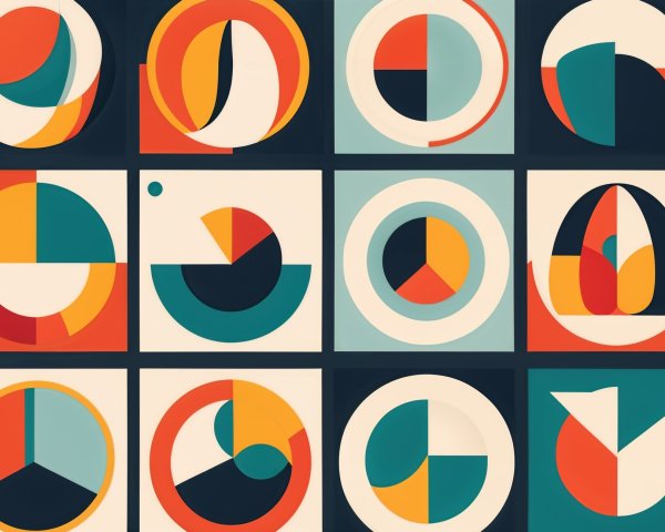 Vibrant Geometric Shapes in Bold Colors and Patterns