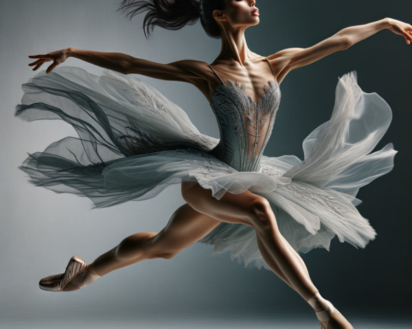 Ballet Dancer in Gray Tutu Capturing Elegance and Poise