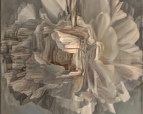 Abstract Blooming Flower in Soft White and Cream