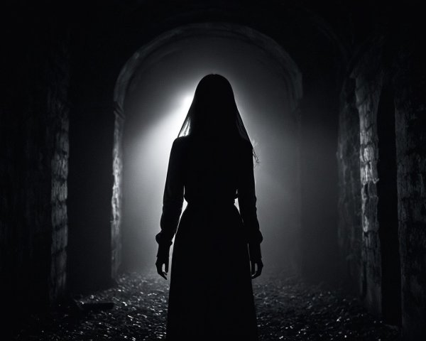 Silhouette of a figure at a dark tunnel entrance