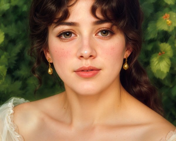 Young woman with wavy hair and natural makeup
