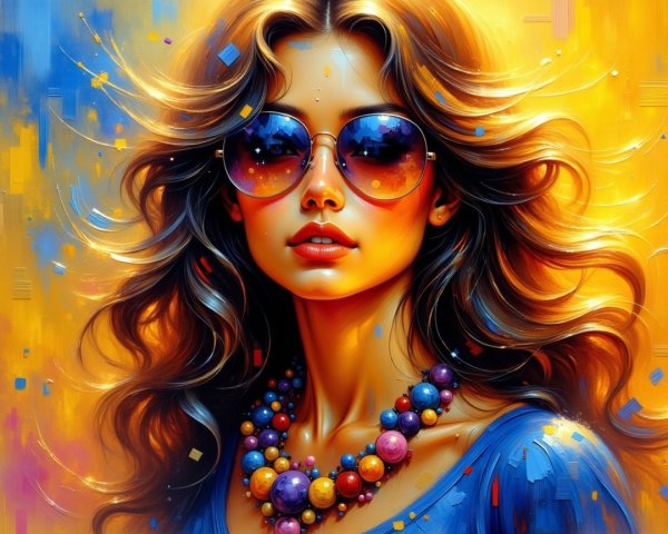 Vibrant Portrait of a Woman with Colorful Accessories