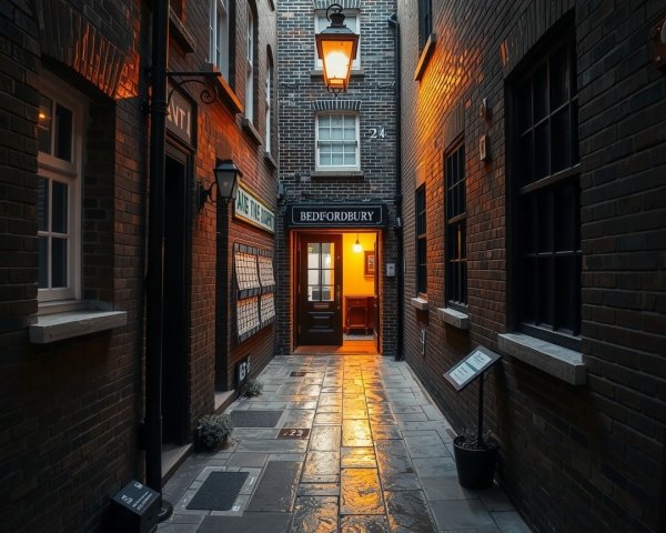 Charming Cobblestone Alley with Lantern and Brick Walls