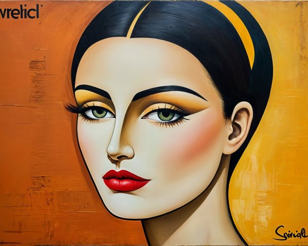 Portrait of a Woman with Bold Features and Vivid Colors