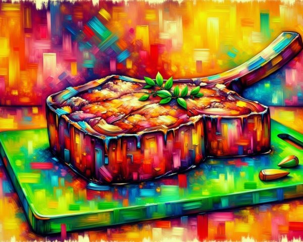 Vibrant Abstract Steak on Green Cutting Board