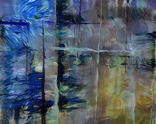 Vibrant Abstract Composition with Deep Blues and Golds
