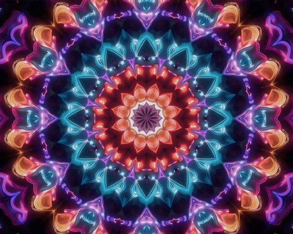 Vibrant Kaleidoscopic Design with Intricate Patterns