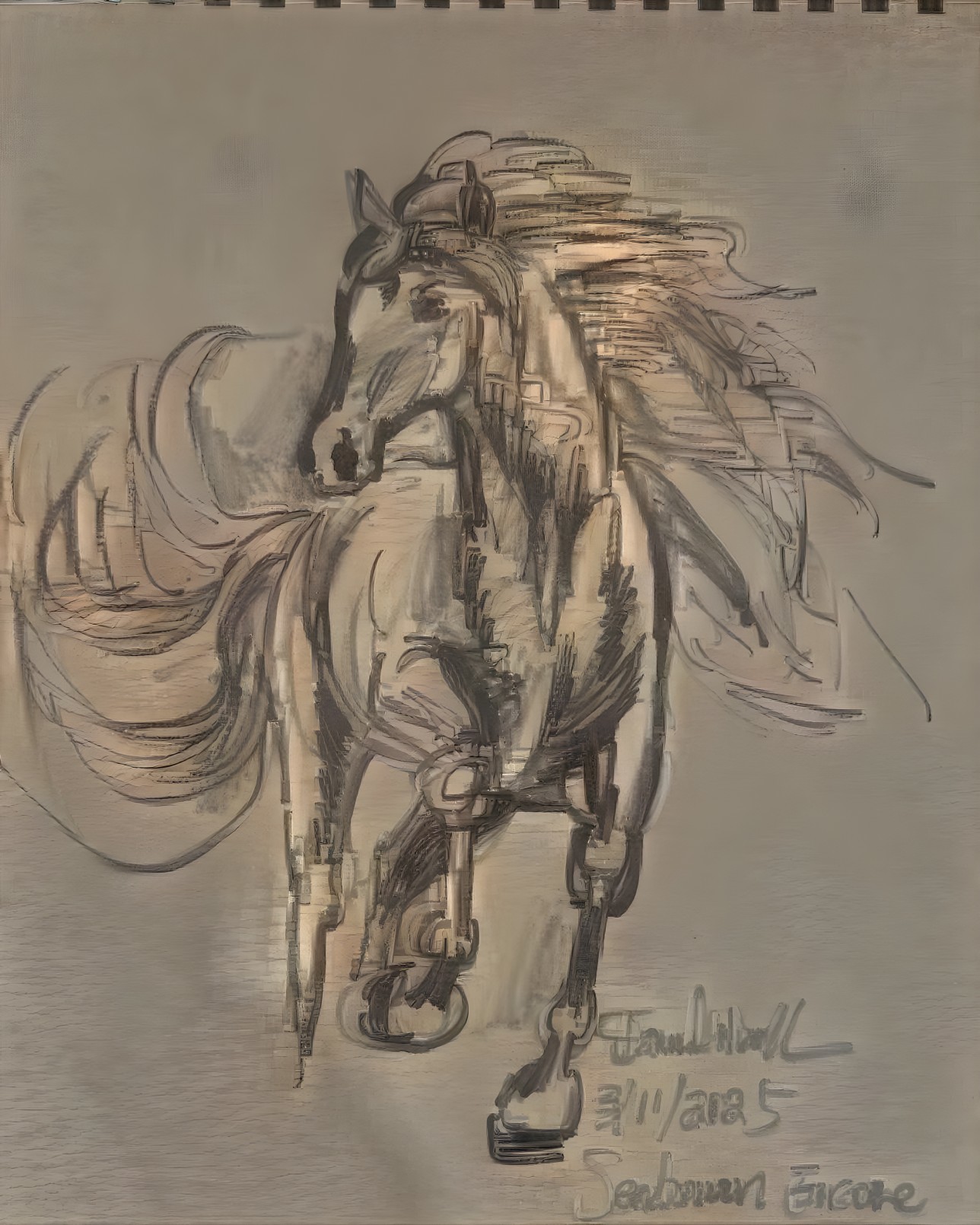 Dynamic Sketch of a Horse in Motion with Bold Lines