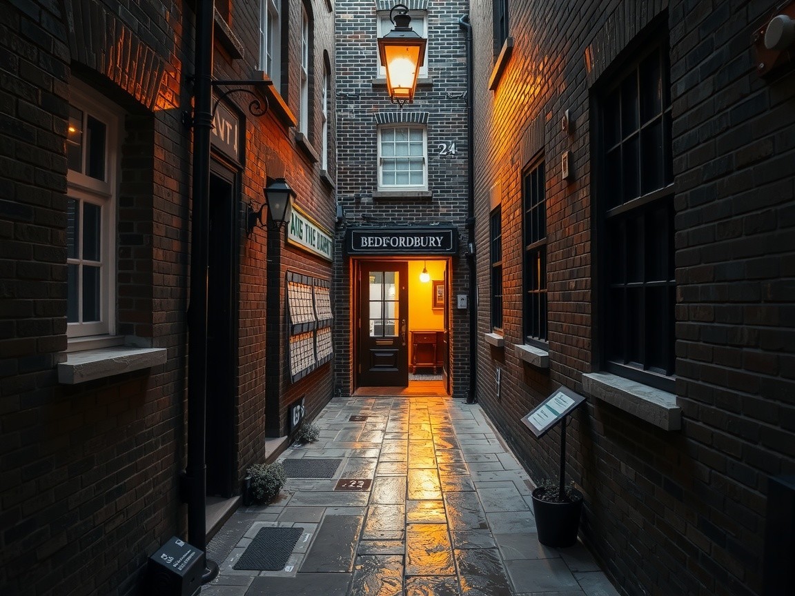 Charming Cobblestone Alley with Lantern and Brick Walls
