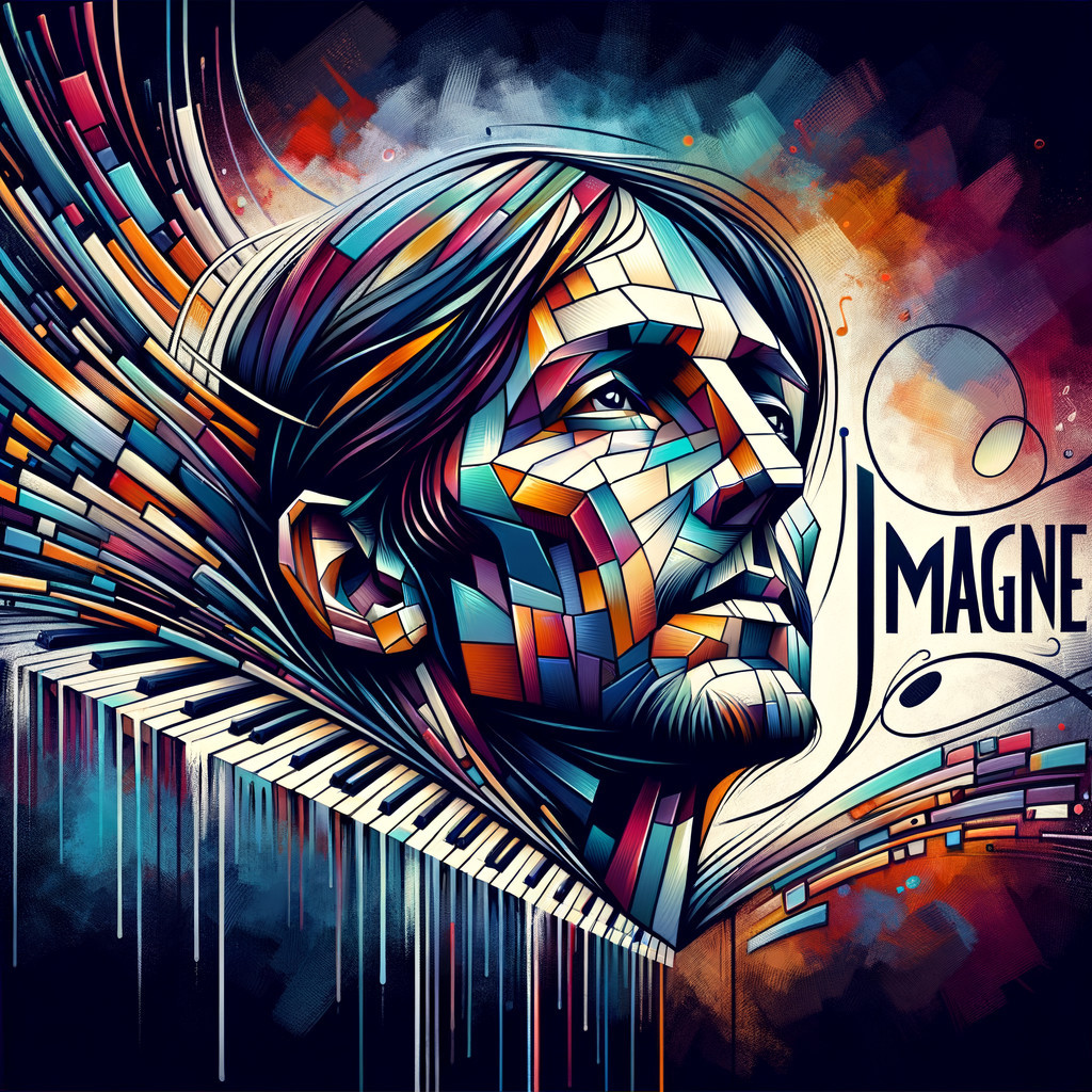 Abstract Portrait Blending Music and Geometric Shapes