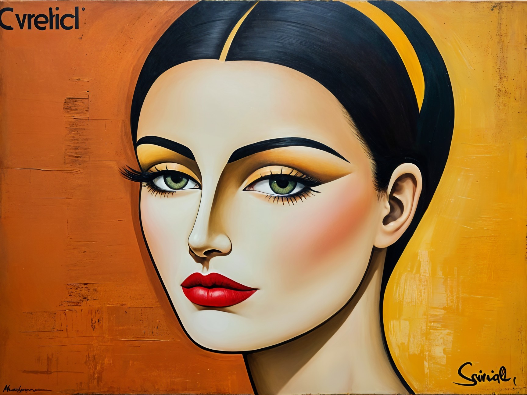 Portrait of a Woman with Bold Features and Vivid Colors