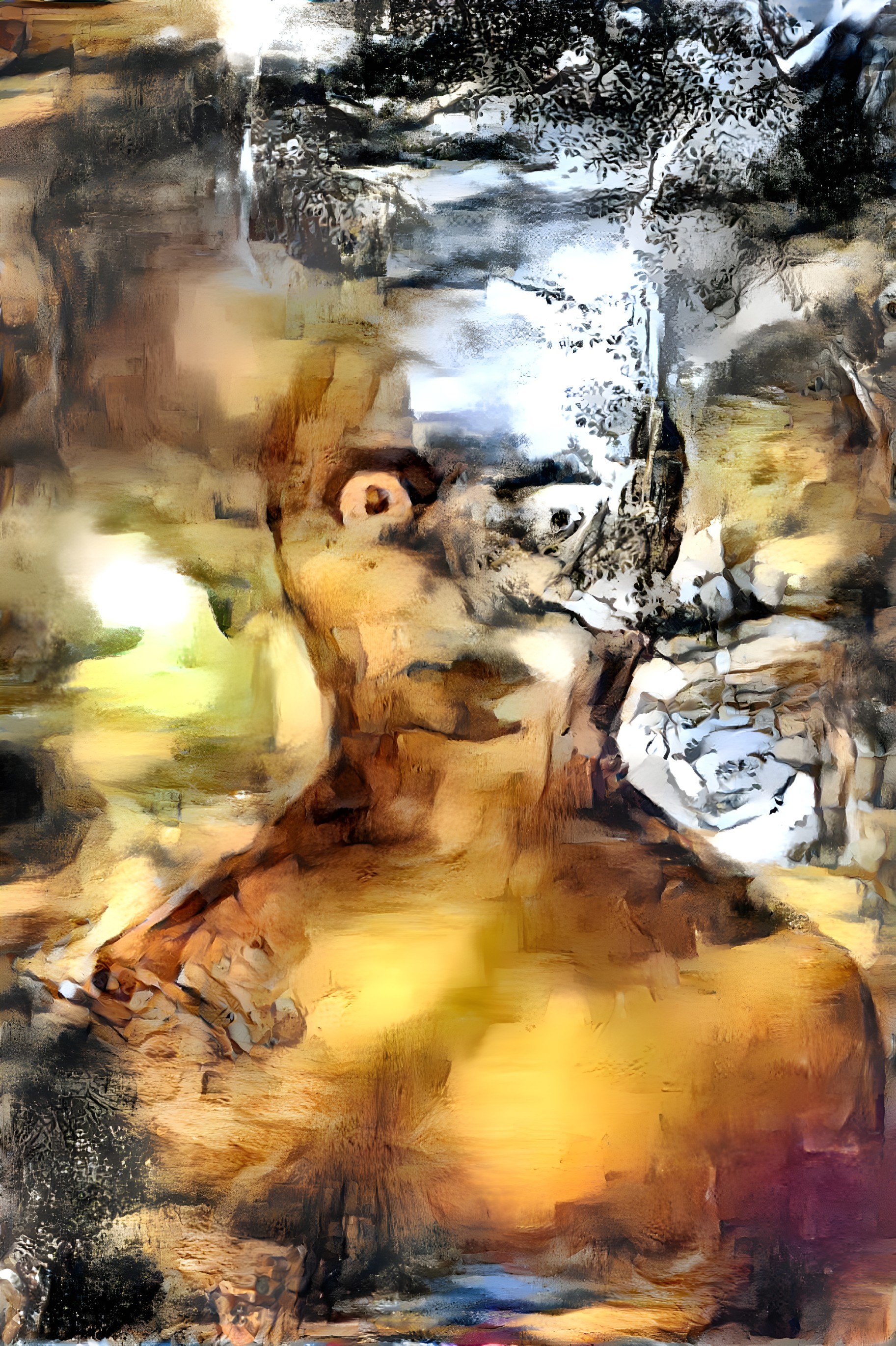 Abstract Artwork with Distorted Human Figure and Colors