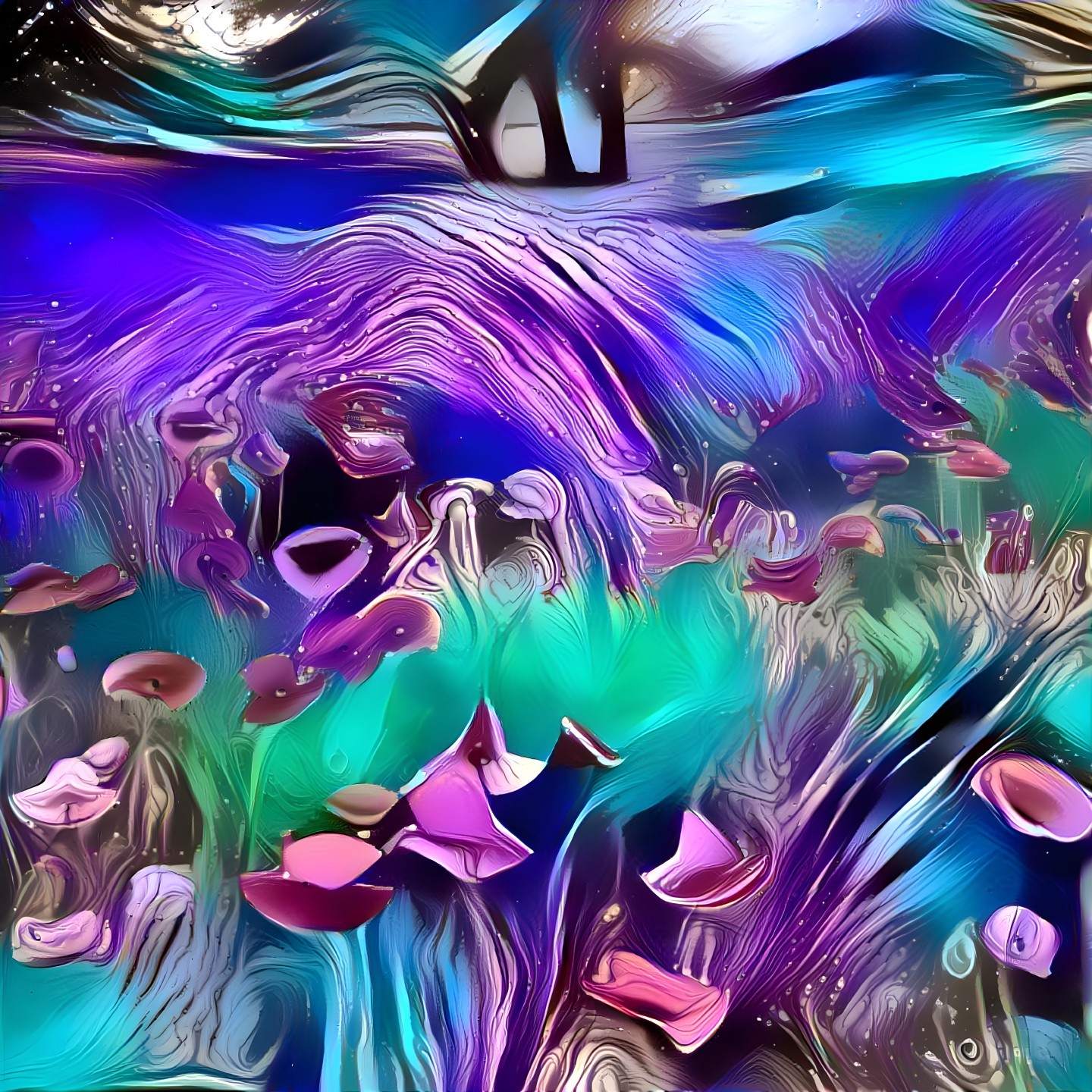 Abstract Landscape with Purple and Teal Waves