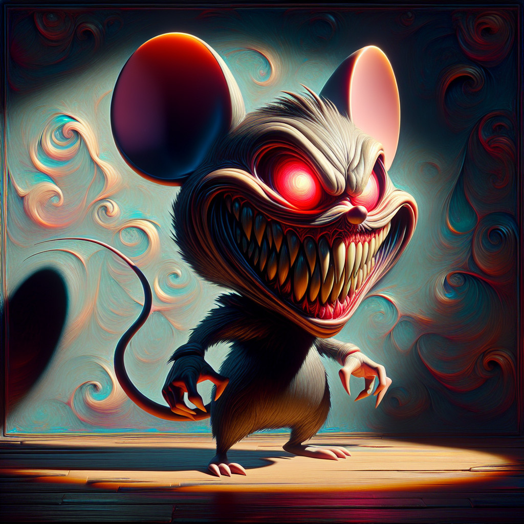 Stylized Menacing Mouse with Sinister Features
