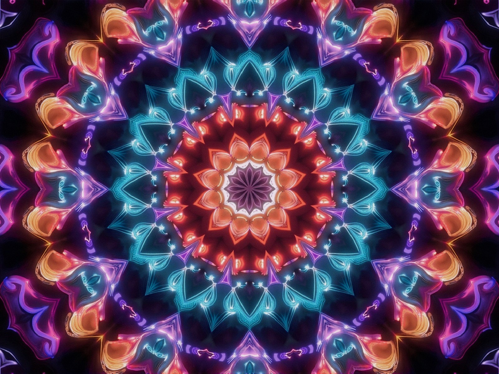 Vibrant Kaleidoscopic Design with Intricate Patterns