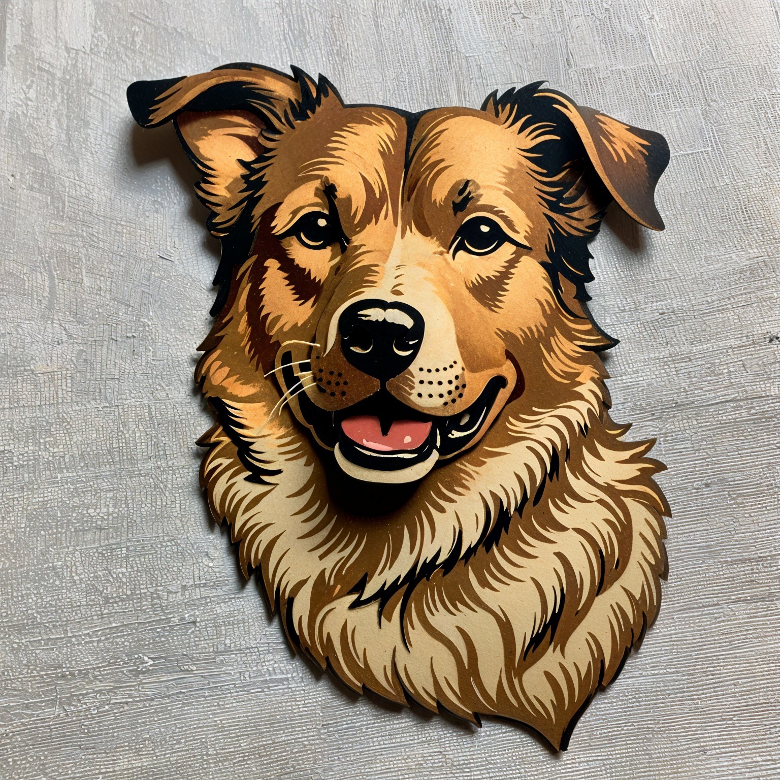 Stylized Illustration of a Friendly Dog with Fluffy Coat