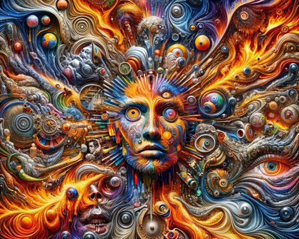 Surreal Composition of Vibrant Colors and Patterns