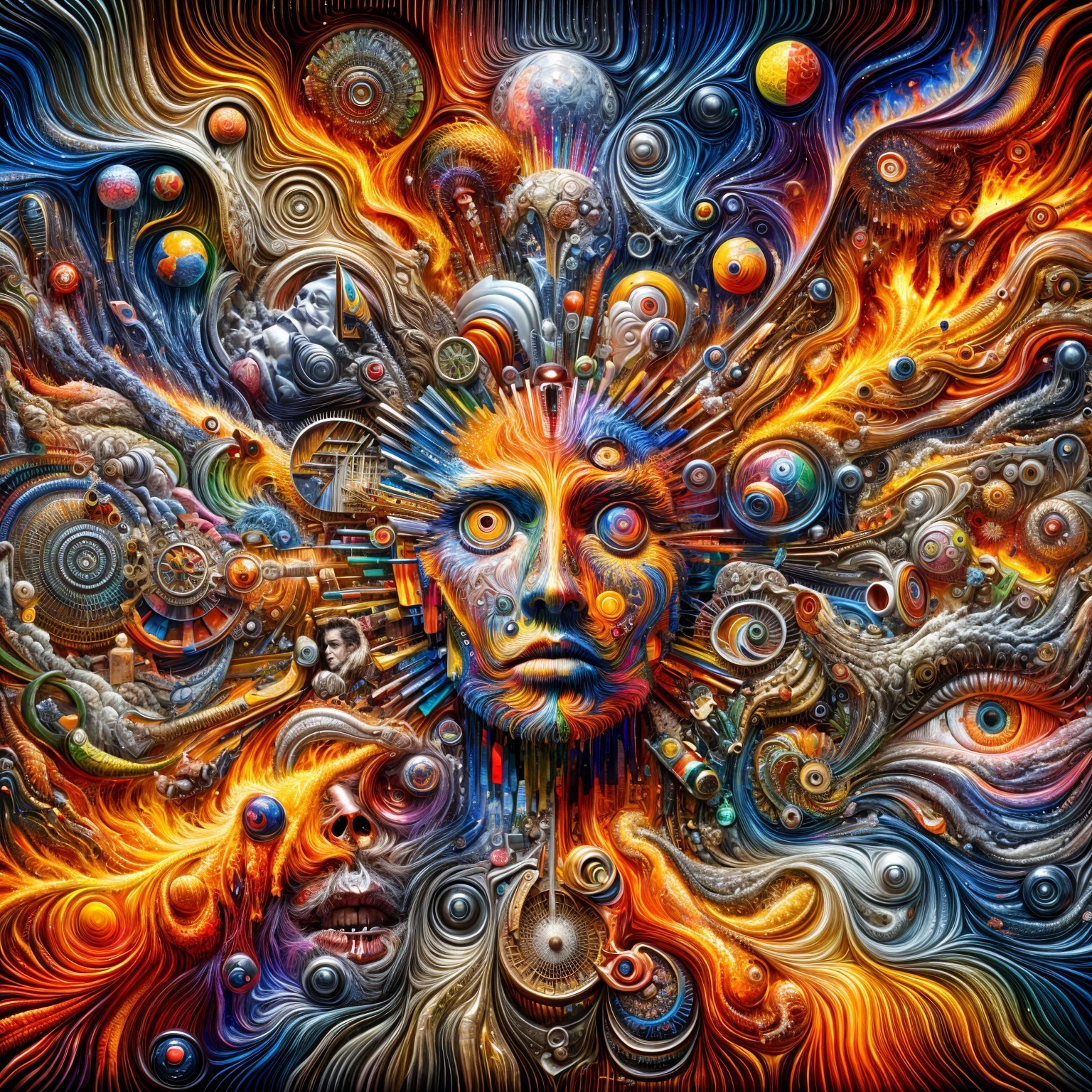 Surreal Composition of Vibrant Colors and Patterns