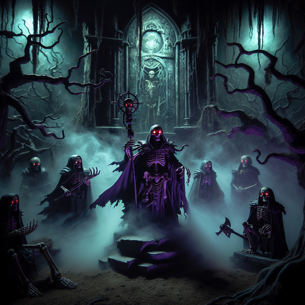 Skeletal Figures in a Dark, Eerie Setting