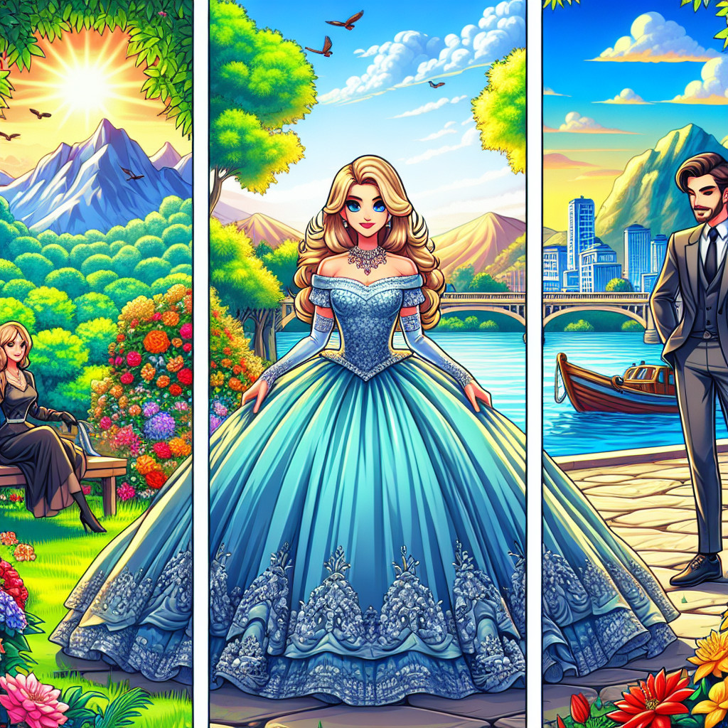 Triptych Depicting Nature, Elegance, and Urban Life