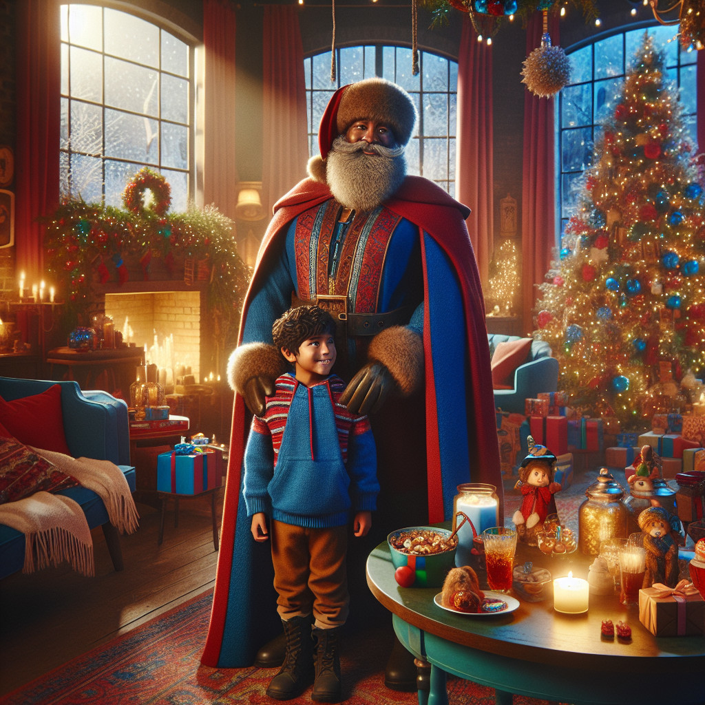 Festive Room with Santa Claus and Christmas Decor