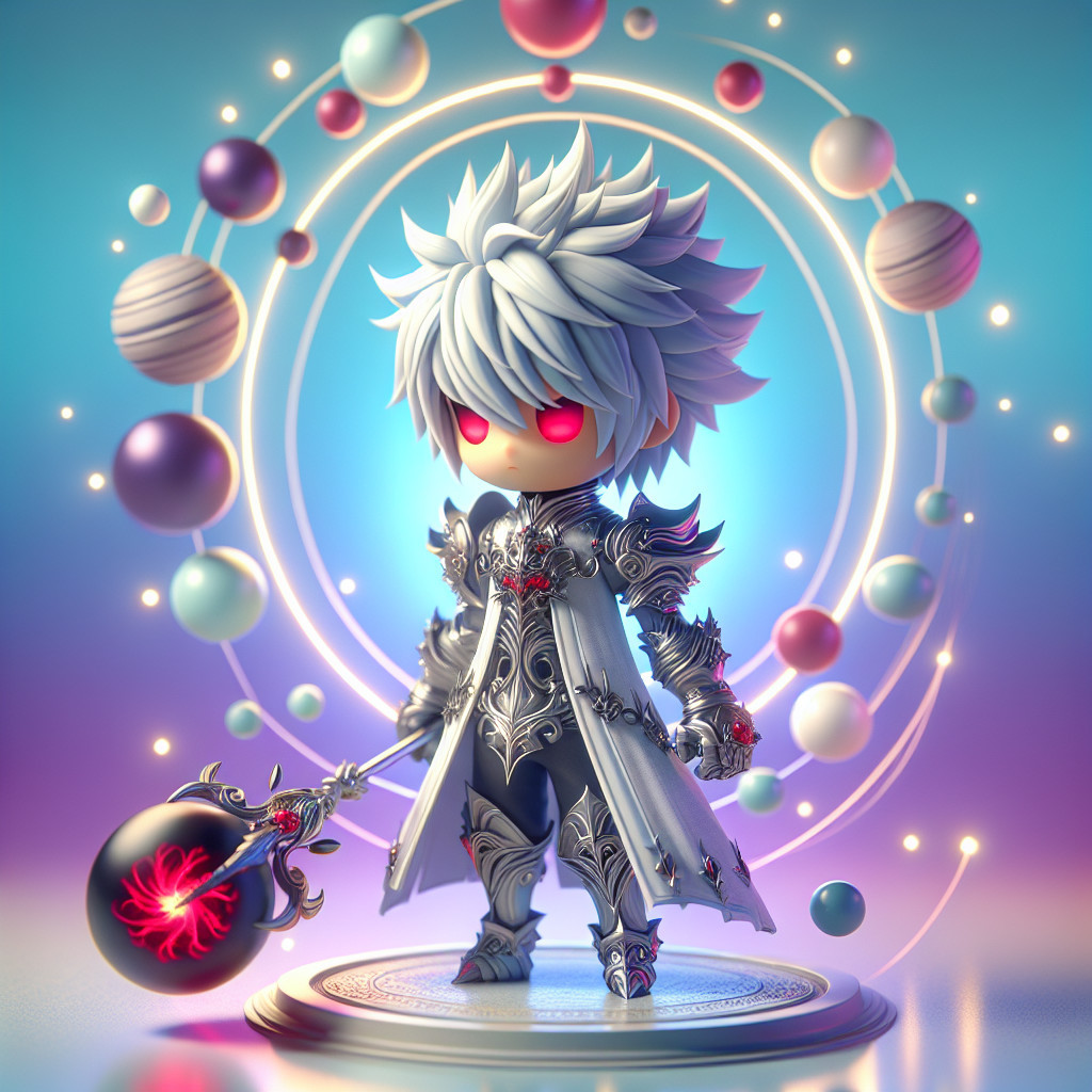 Miniature character in ornate silver armor with staff