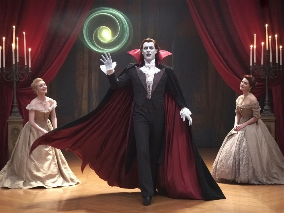 Theatrical Scene of a Vampire with Magical Orb