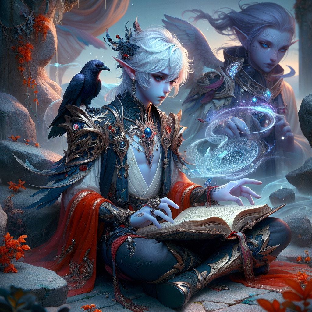 Enchanted Forest with Elf and Magical Symbols