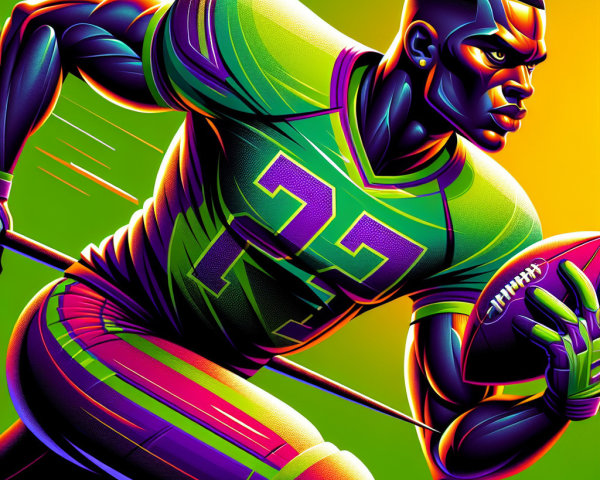Vibrant Illustration of a Football Player in Action