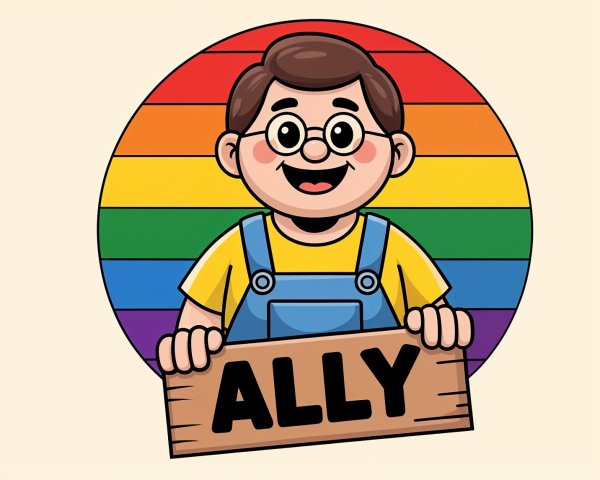 Cheerful Cartoon Character Promoting LGBTQ+ Inclusion