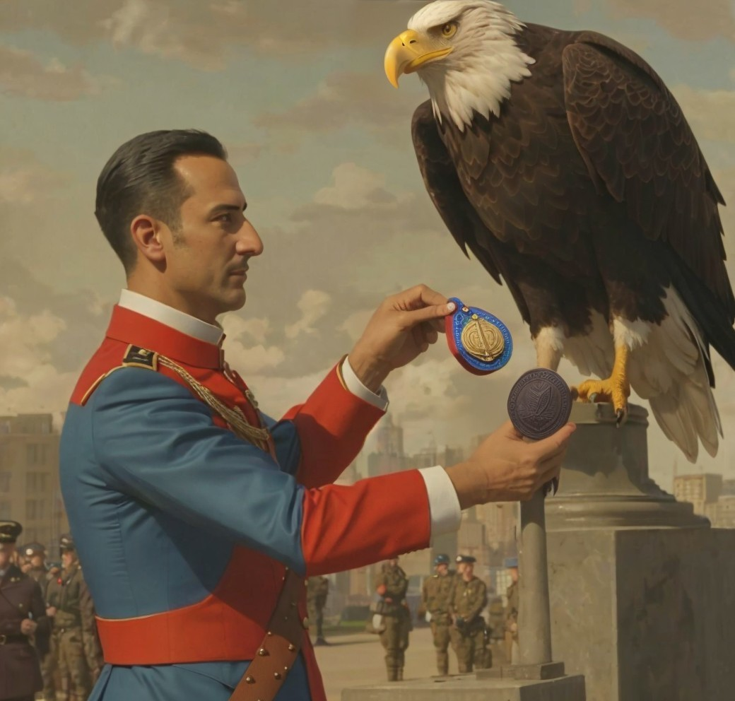 Ceremonial Presentation of Medals to a Bald Eagle