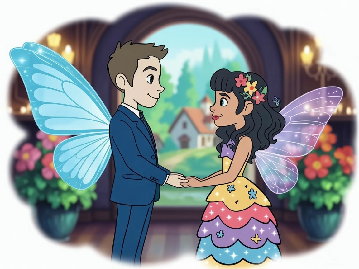 Whimsical Garden Scene with Enchanted Children Attire