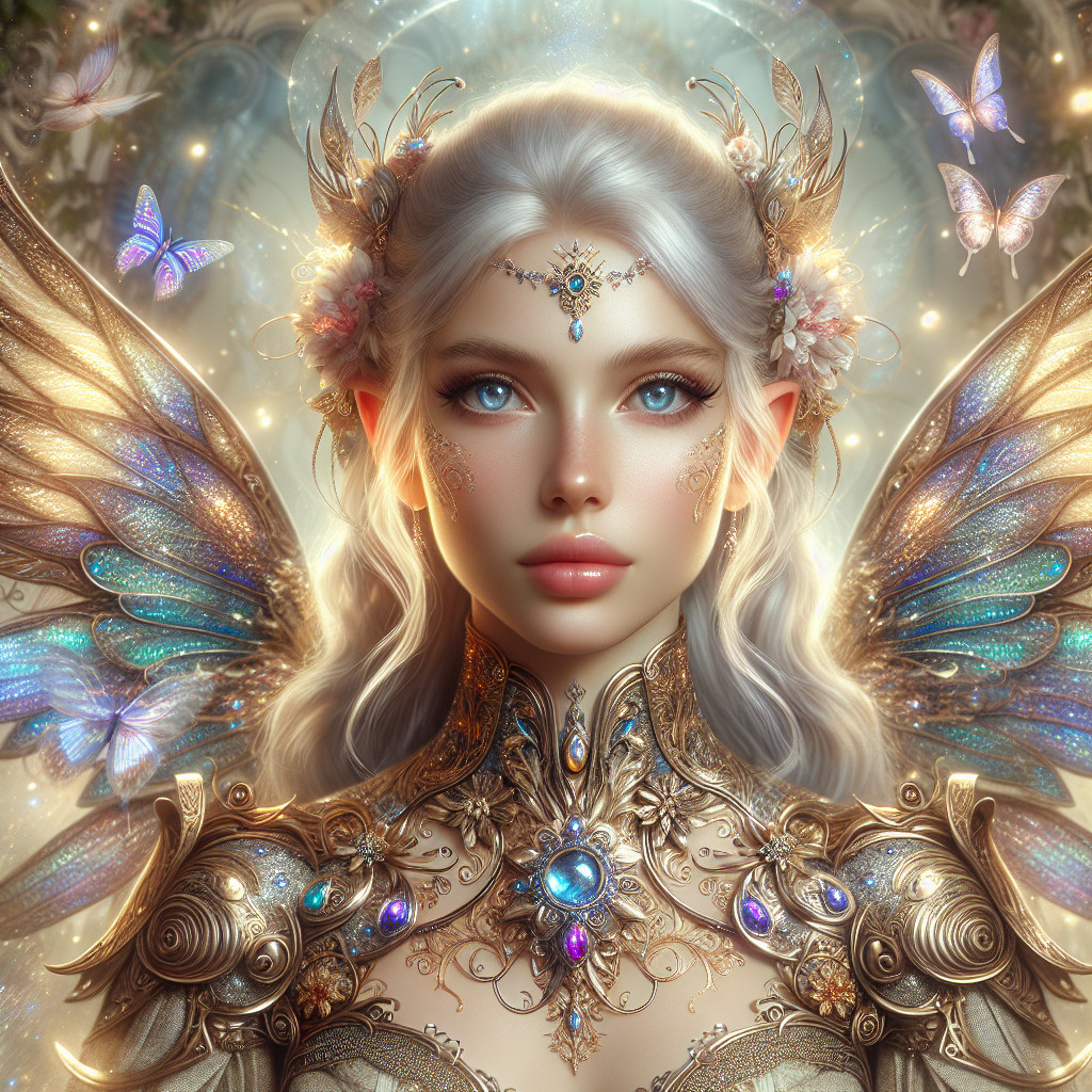 Fantasy Portrait of a Fairy with Iridescent Wings