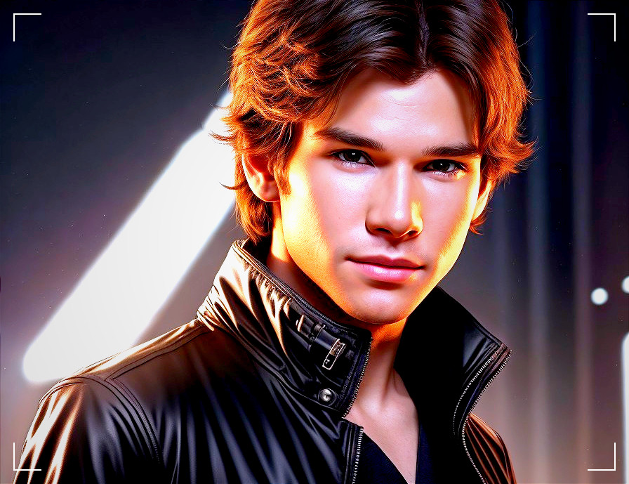 Stylized portrait of young man with long hair in leather jacket