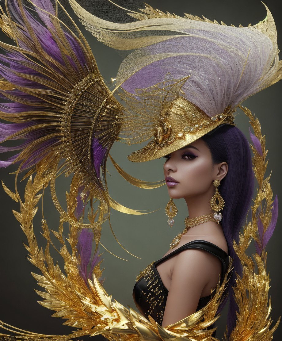 Portrait of a Woman in Golden Headdress and Jewelry