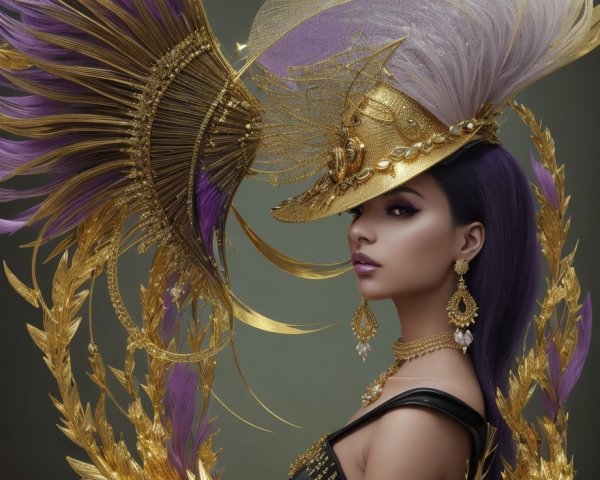 Portrait of a Woman in Golden Headdress and Jewelry