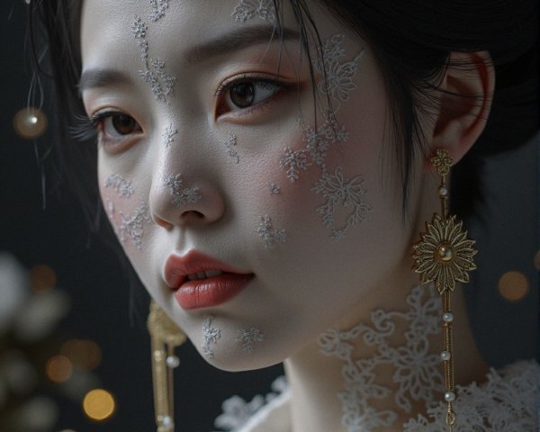 Portrait of a Woman in Traditional Attire and Accessories