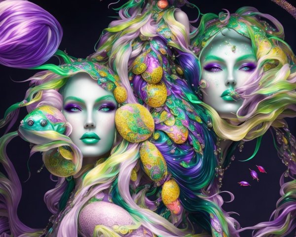 Psychedelic Woman with Intricate Patterns and Colors