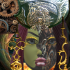 Character Design Featuring Green Skin and Purple Hair
