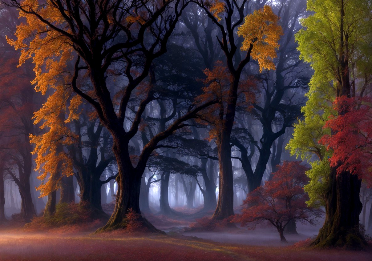 Fantasy biomorphic oaks forest 