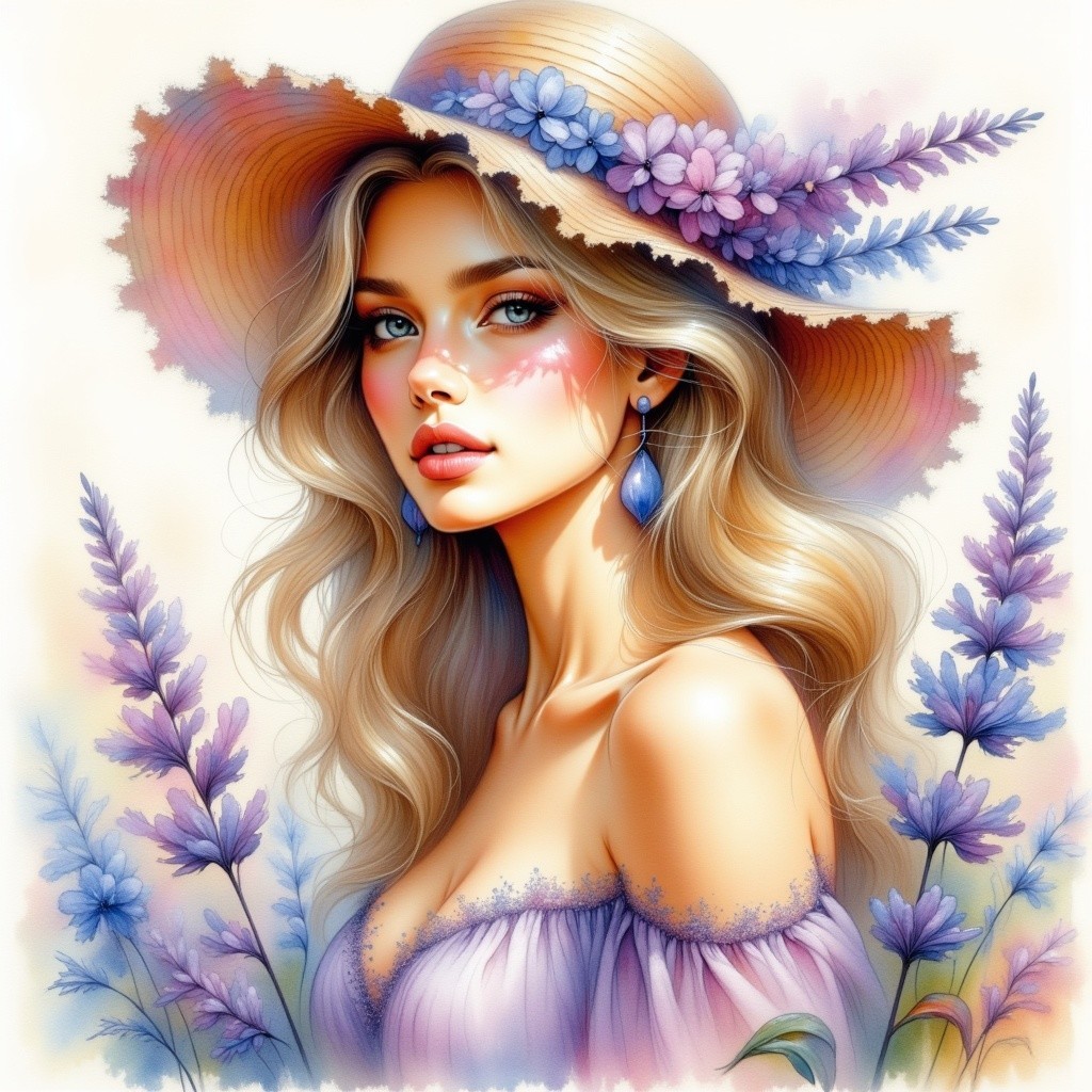 Portrait of a Young Woman in a Floral Hat