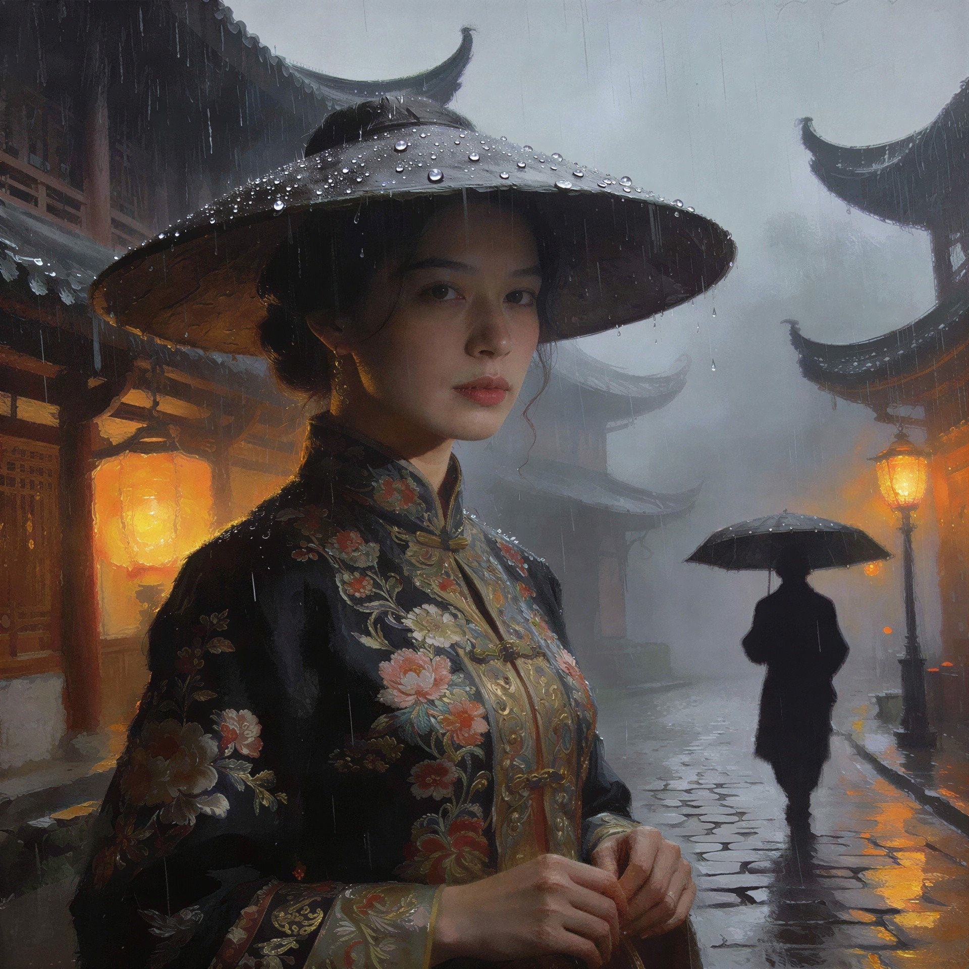 Digital Painting of Woman in Traditional Chinese Attire