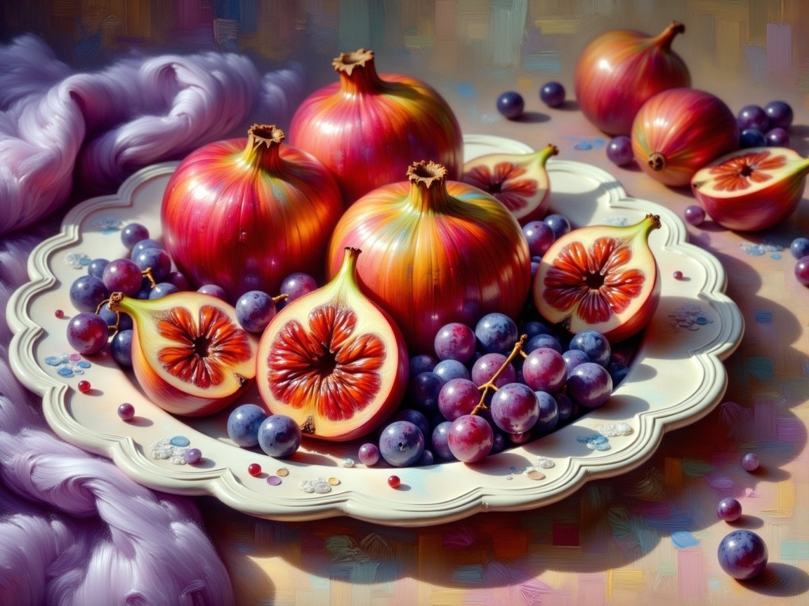 Vibrant Fruit Platter with Pomegranates and Grapes