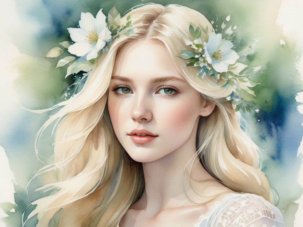 Serene Portrait of a Young Woman with Flowers