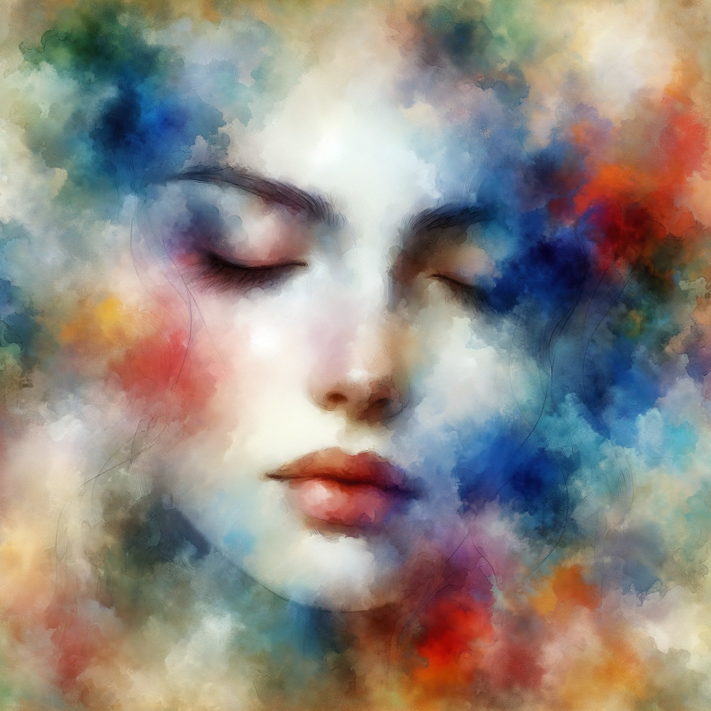 Ethereal Face Blended with Vibrant Color Explosion