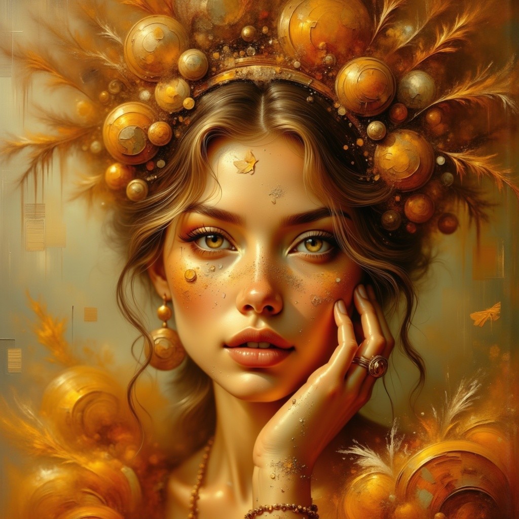 Portrait of a Young Woman with Golden Headdress