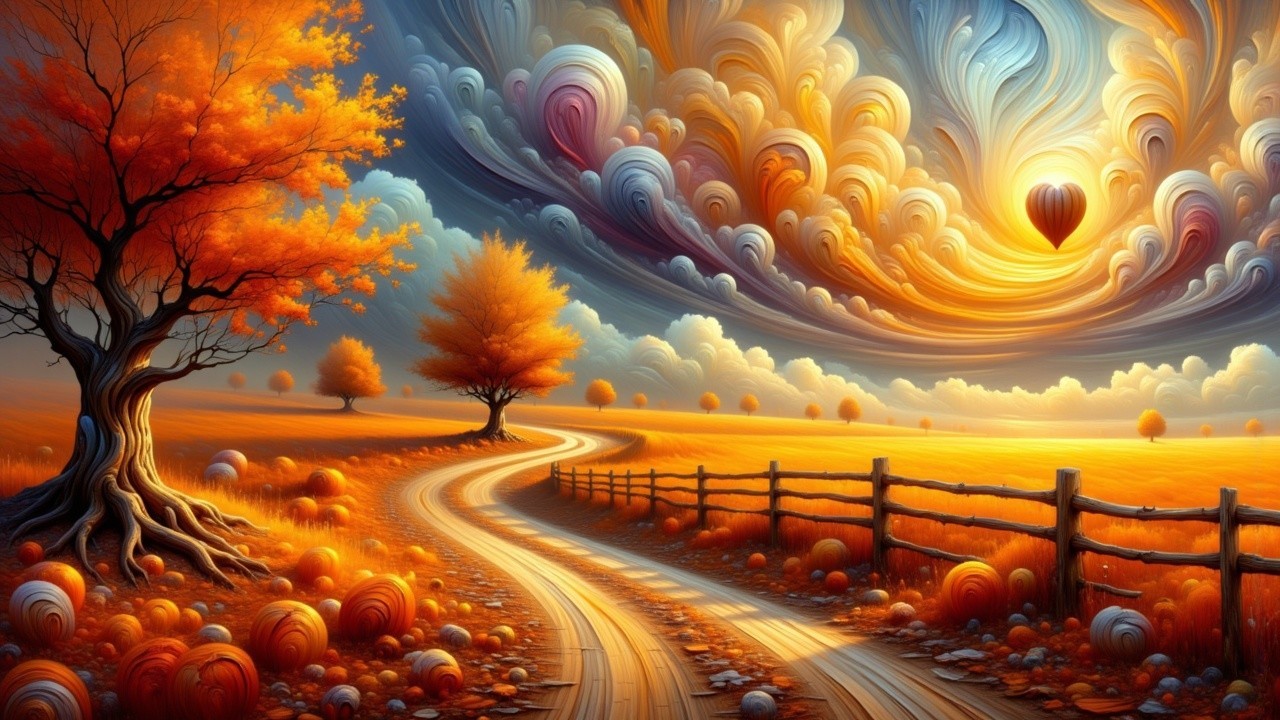 Vibrant Landscape with Colorful Autumn Elements